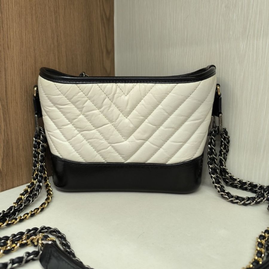 CHANEL香奈兒soblack流浪小號黑白熊貓色全皮包-3