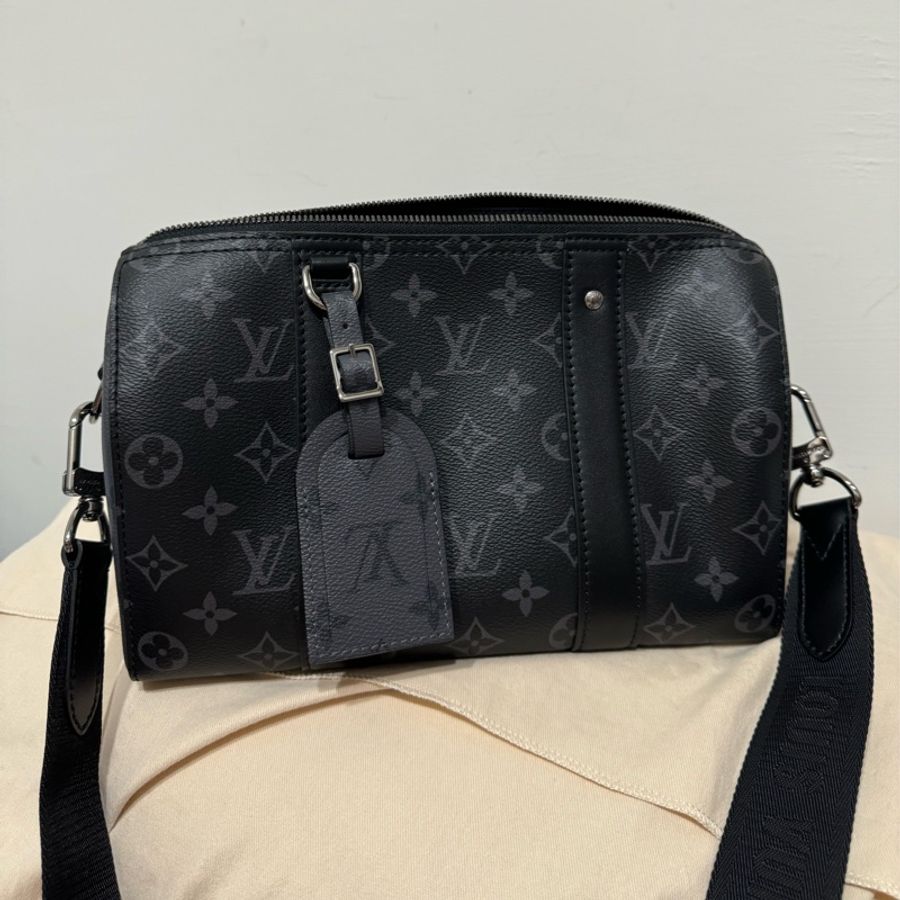 LV CITY KEEPALL 27 BLACK黑武士 黑灰印花 晶片款-0