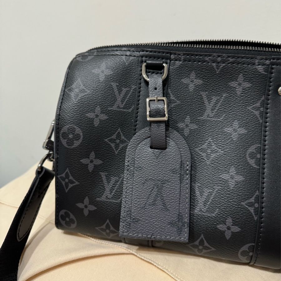LV CITY KEEPALL 27 BLACK黑武士 黑灰印花 晶片款-1