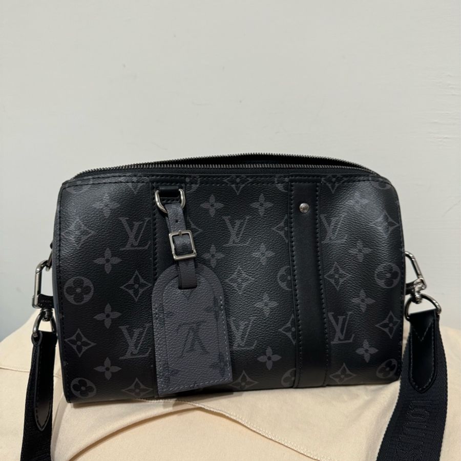 LV CITY KEEPALL 27 BLACK黑武士 黑灰印花 晶片款-5