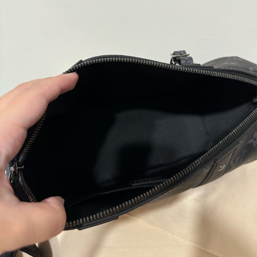 LV CITY KEEPALL 27 BLACK黑武士 黑灰印花 晶片款-8