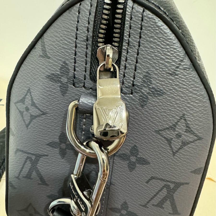 LV CITY KEEPALL 27 BLACK黑武士 黑灰印花 晶片款-9