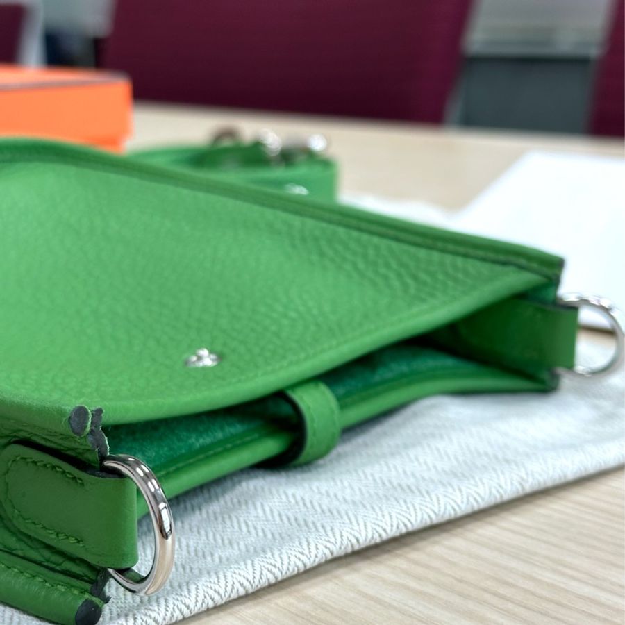 全新 Hermes Mini Evelyn 16 絲藍綠 夏天小包 B刻-11