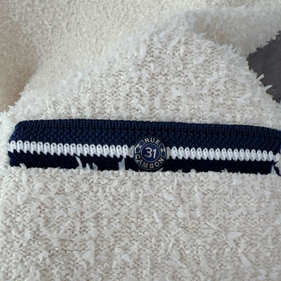 CHANEL 米白色藍邊 雙口袋無袖洋裝-3