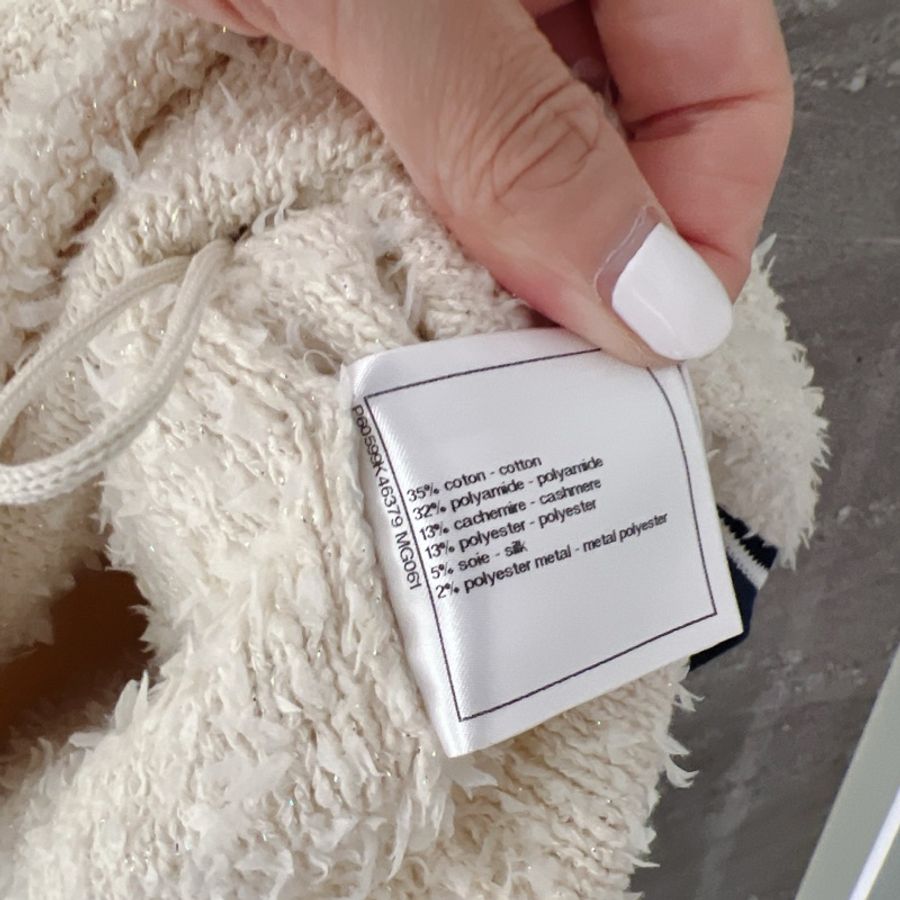 CHANEL 米白色藍邊 雙口袋無袖洋裝-5