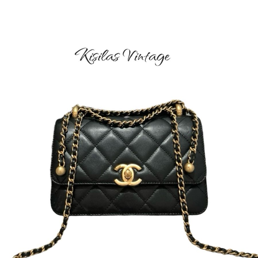 Chanel 小牛皮雙珠鏈帶-0