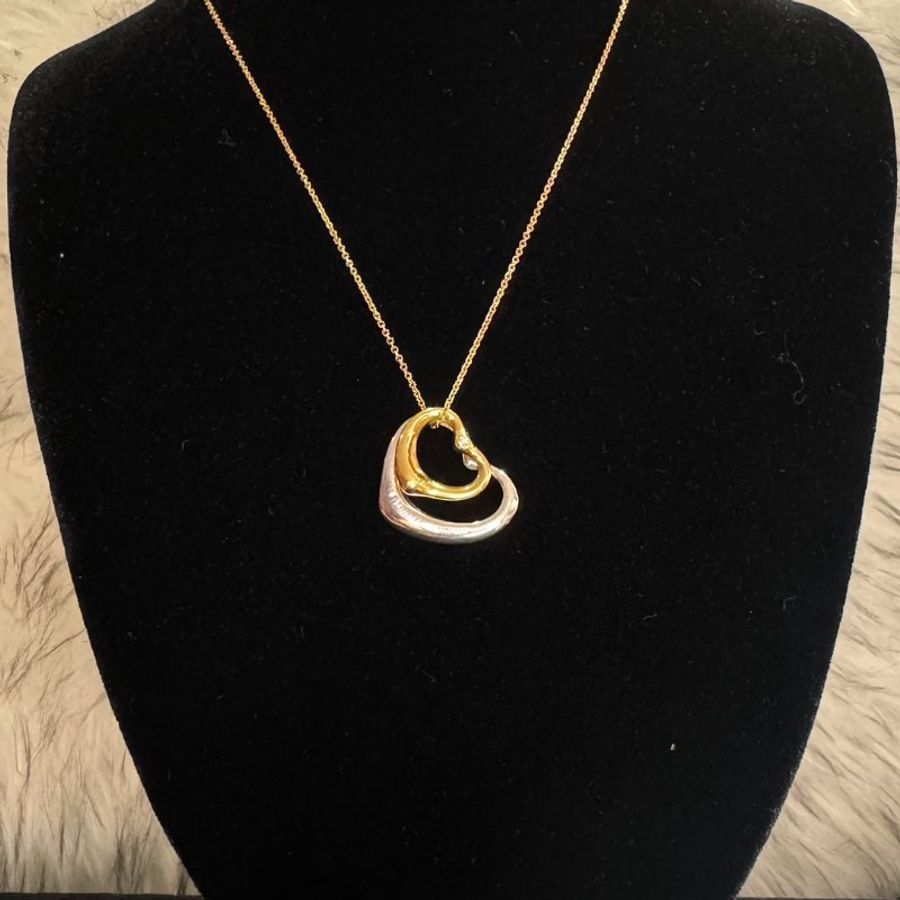 【舊愛新歡】Tiffany&Co 1.5cm18K雙面帶鑽Open Heart項鍊-3
