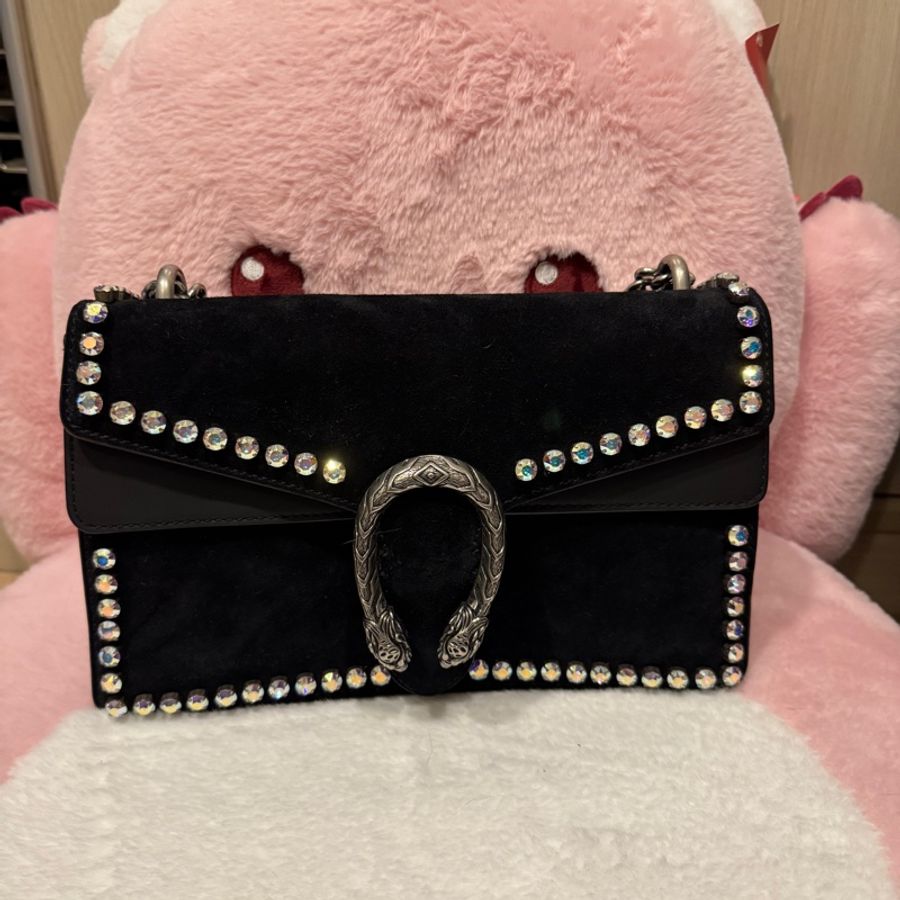 Gucci 施華洛世奇 麂皮 黑色限量版酒神 中號-5