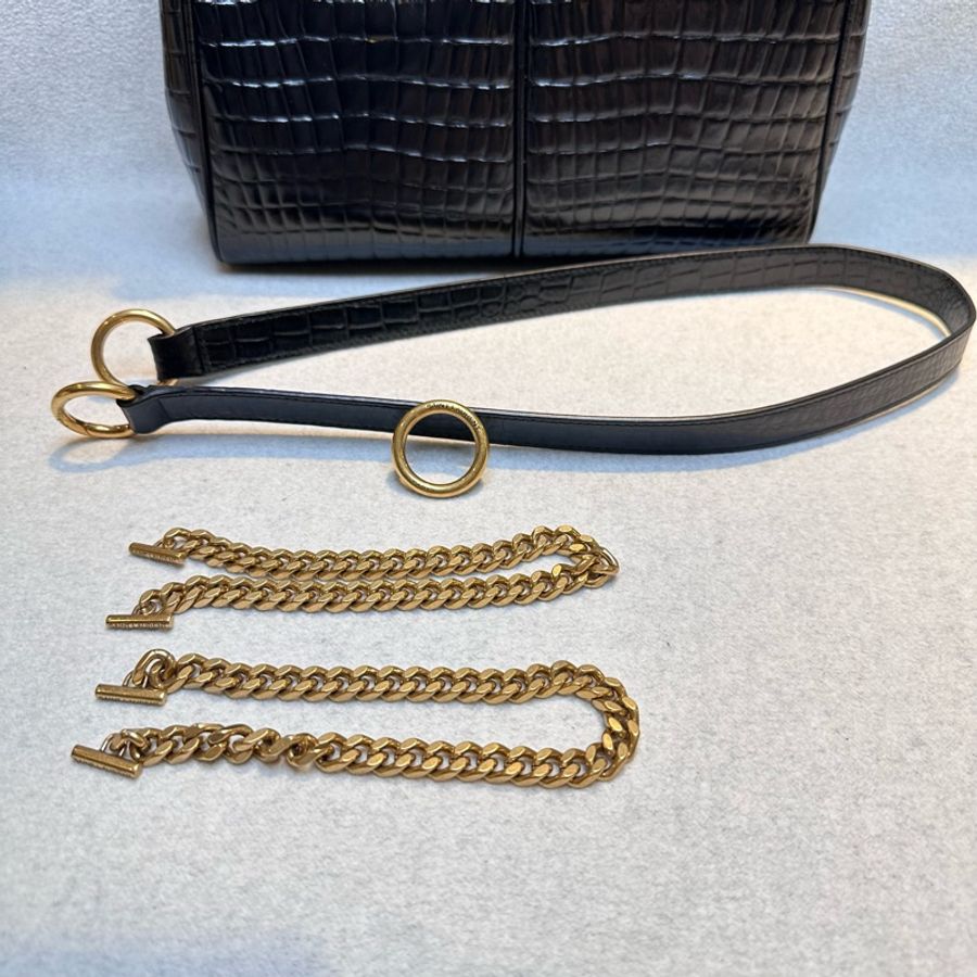【YSL】 Saint Laurent Claude鱷魚壓紋皮革手提/肩背包-21