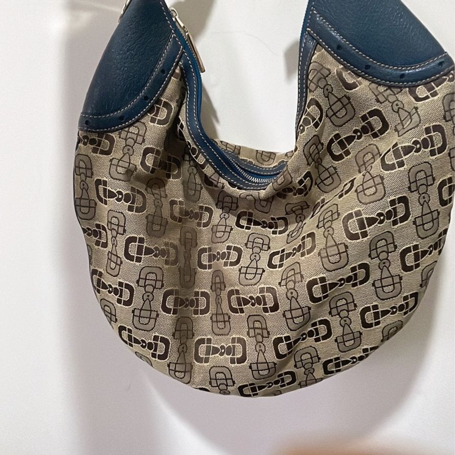 GUCCI 古馳 女用包包 GG Canvas 帆布 駝色 藍色皮革 二手-3