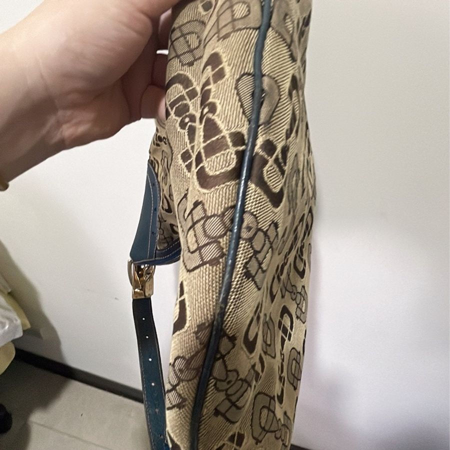 GUCCI 古馳 女用包包 GG Canvas 帆布 駝色 藍色皮革 二手-7
