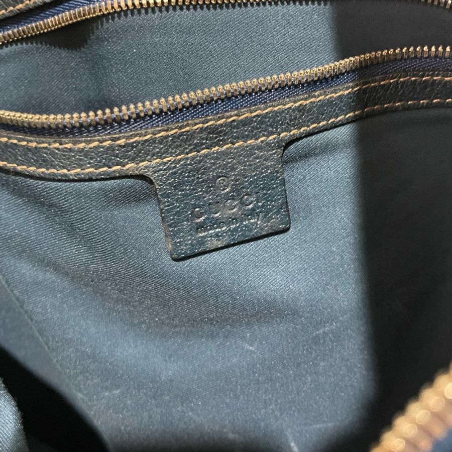 GUCCI 古馳 女用包包 GG Canvas 帆布 駝色 藍色皮革 二手-8