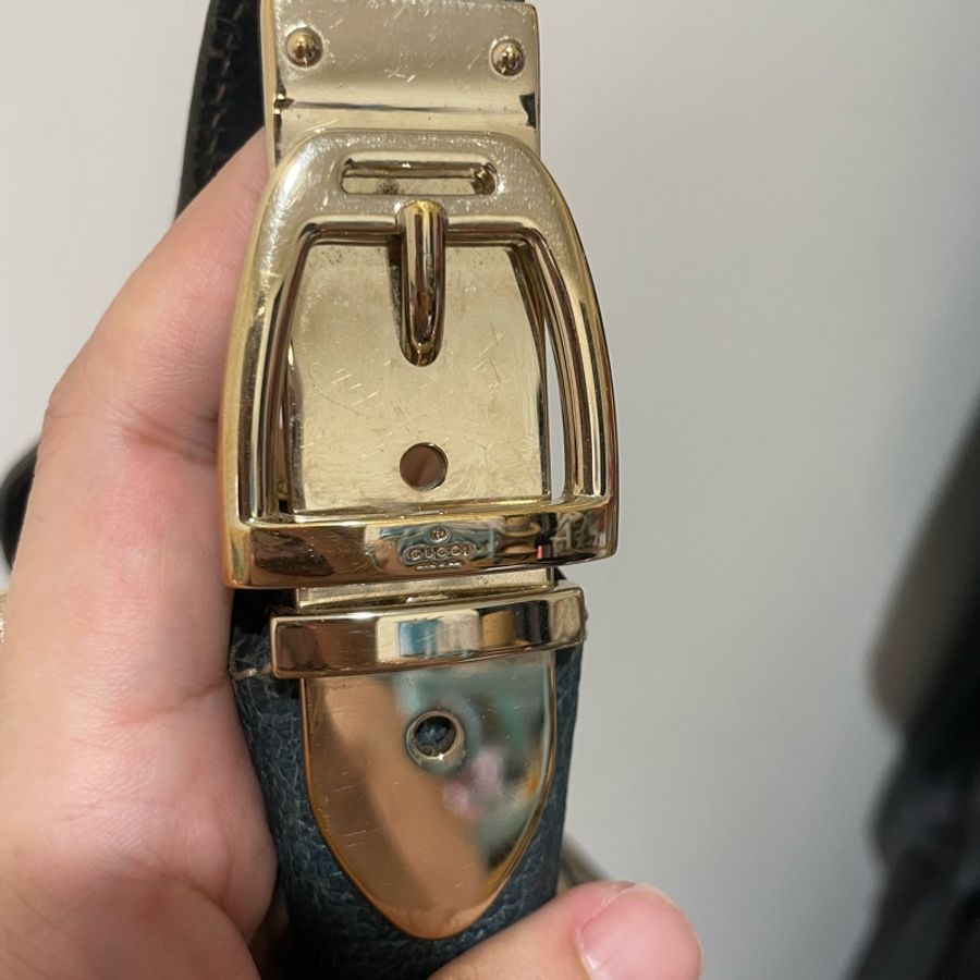 GUCCI 古馳 女用包包 GG Canvas 帆布 駝色 藍色皮革 二手-9