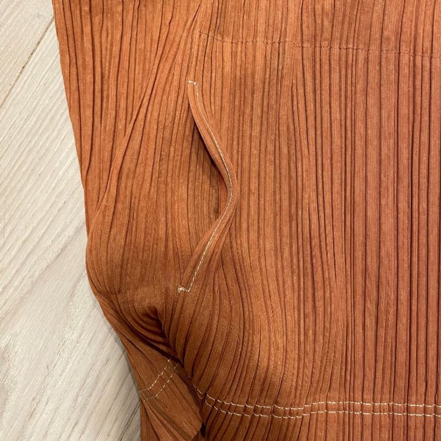Pleats Please Issey Miyake PP 咖啡色 長袖上衣 帽子 3號 **全新**-3