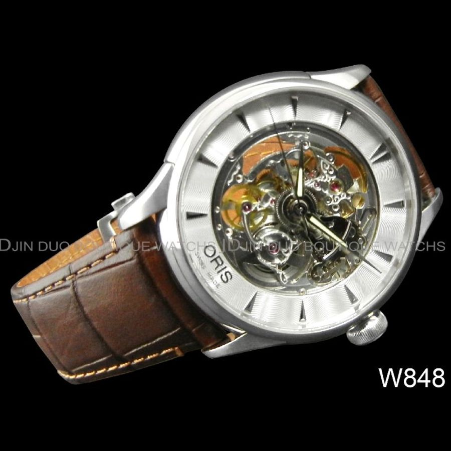 金鐸精品~W848 ORIS 豪利時 Artelier藝術家系列鏤空40mm自動上鍊男用腕錶-1