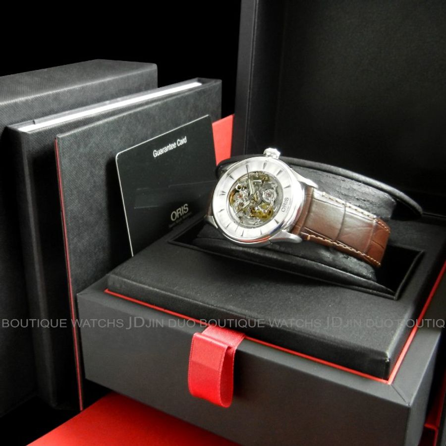 金鐸精品~W848 ORIS 豪利時 Artelier藝術家系列鏤空40mm自動上鍊男用腕錶-5