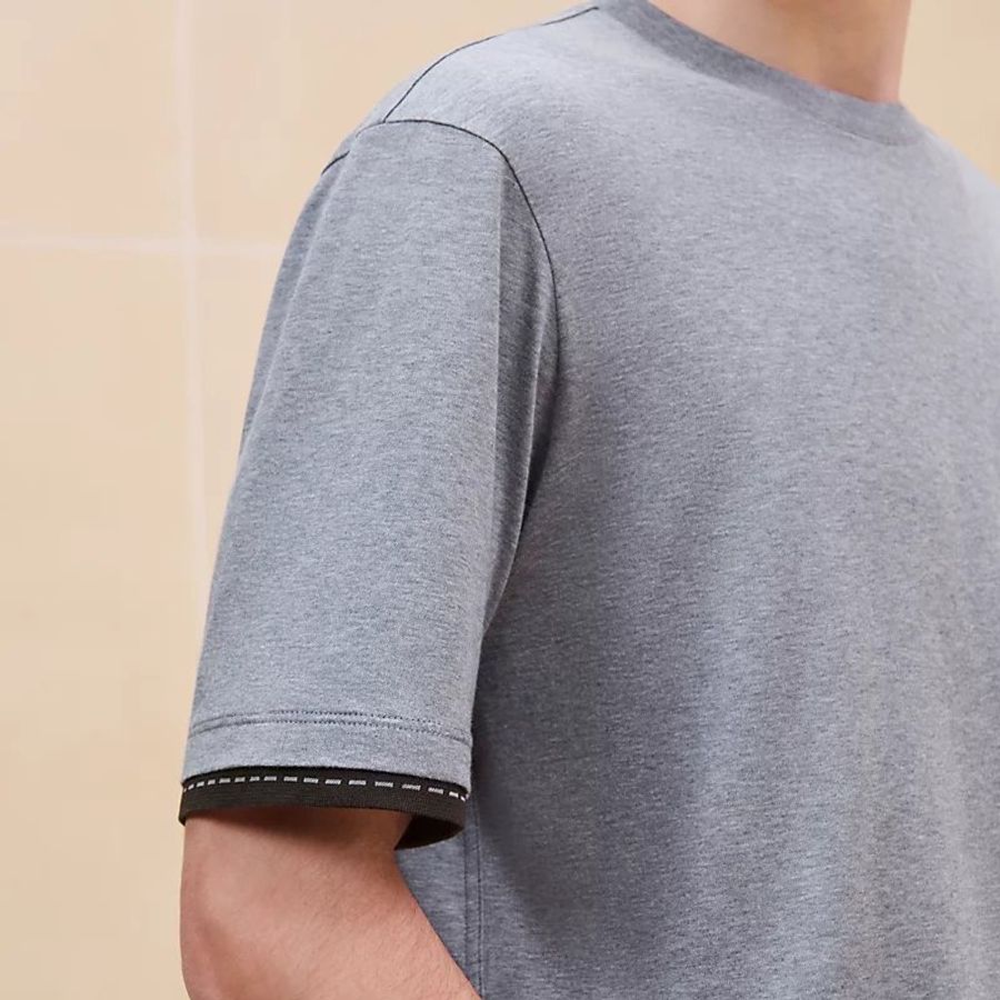 【Hermes】全新 - 愛馬仕 男裝 Hermes “Piqures sellier”T恤 (灰)-0