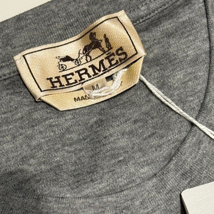 【Hermes】全新 - 愛馬仕 男裝 Hermes “Piqures sellier”T恤 (灰)-1