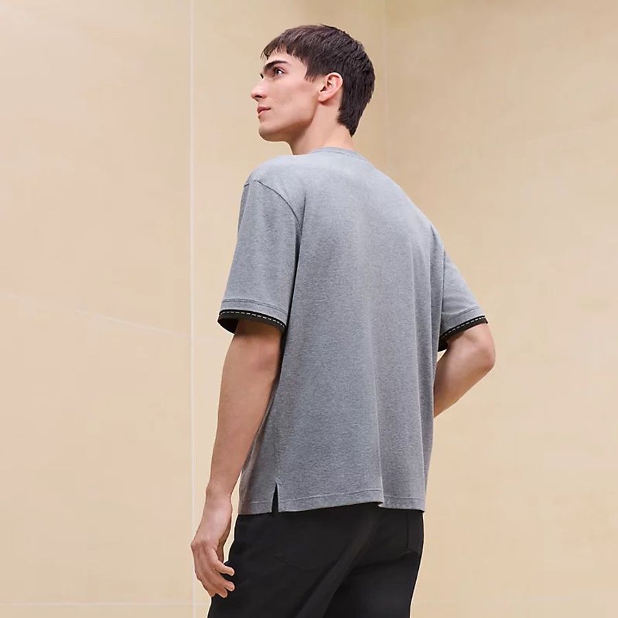【Hermes】全新 - 愛馬仕 男裝 Hermes “Piqures sellier”T恤 (灰)-4