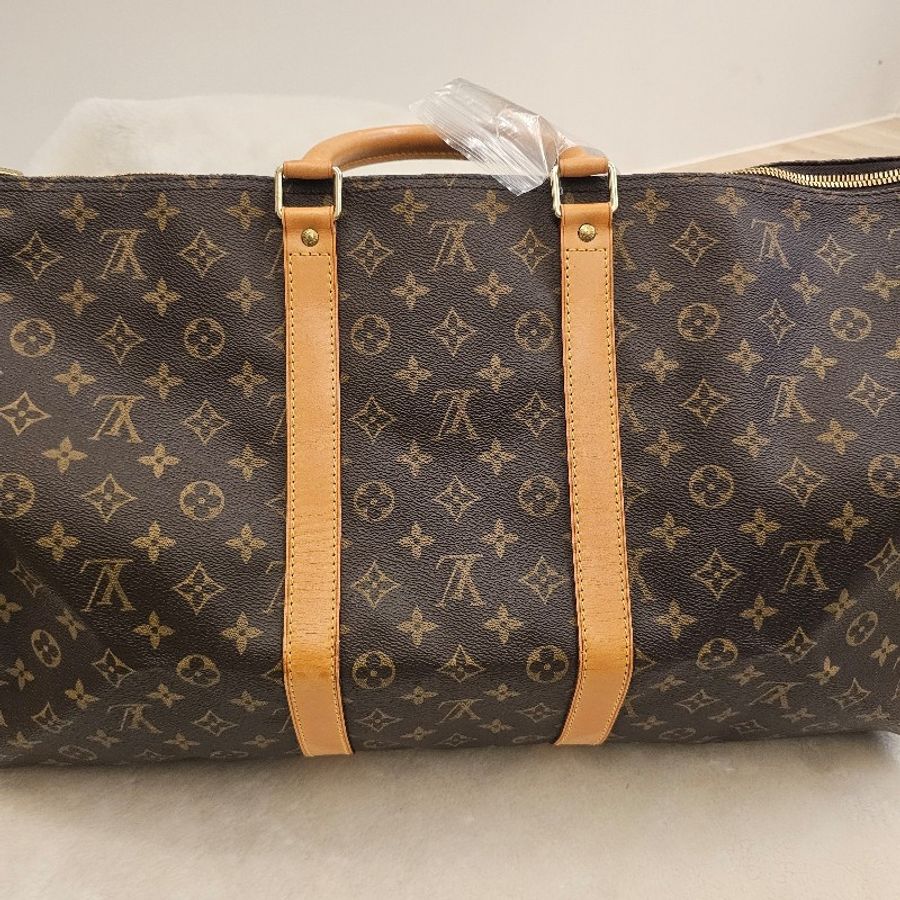 🎀👜曼蒂二手精品👜🎀 LV旅行袋 旅行包 keepall55 老花 LV m41424 波士頓包 Keepall Bandouliere55 老花行李包-6