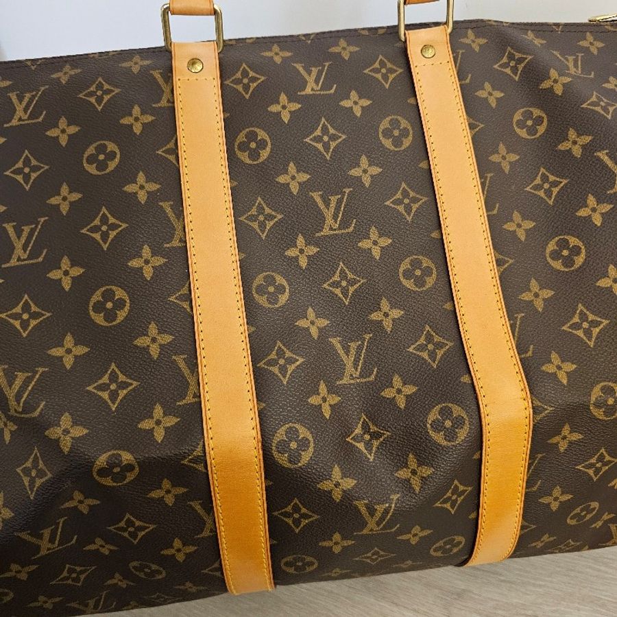 🎀👜曼蒂二手精品👜🎀 LV旅行袋 旅行包 keepall55 老花 LV m41424 波士頓包 Keepall Bandouliere55 老花行李包-20