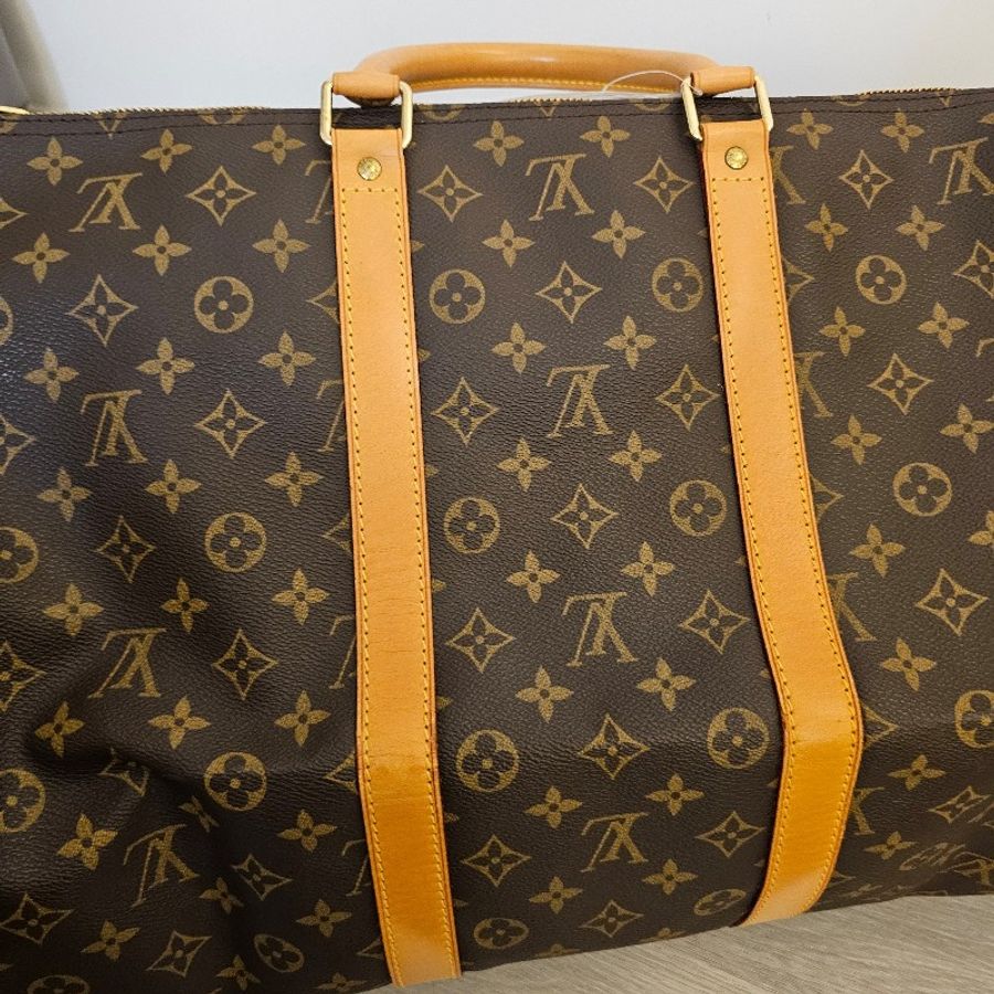🎀👜曼蒂二手精品👜🎀 LV旅行袋 旅行包 keepall55 老花 LV m41424 波士頓包 Keepall Bandouliere55 老花行李包-25