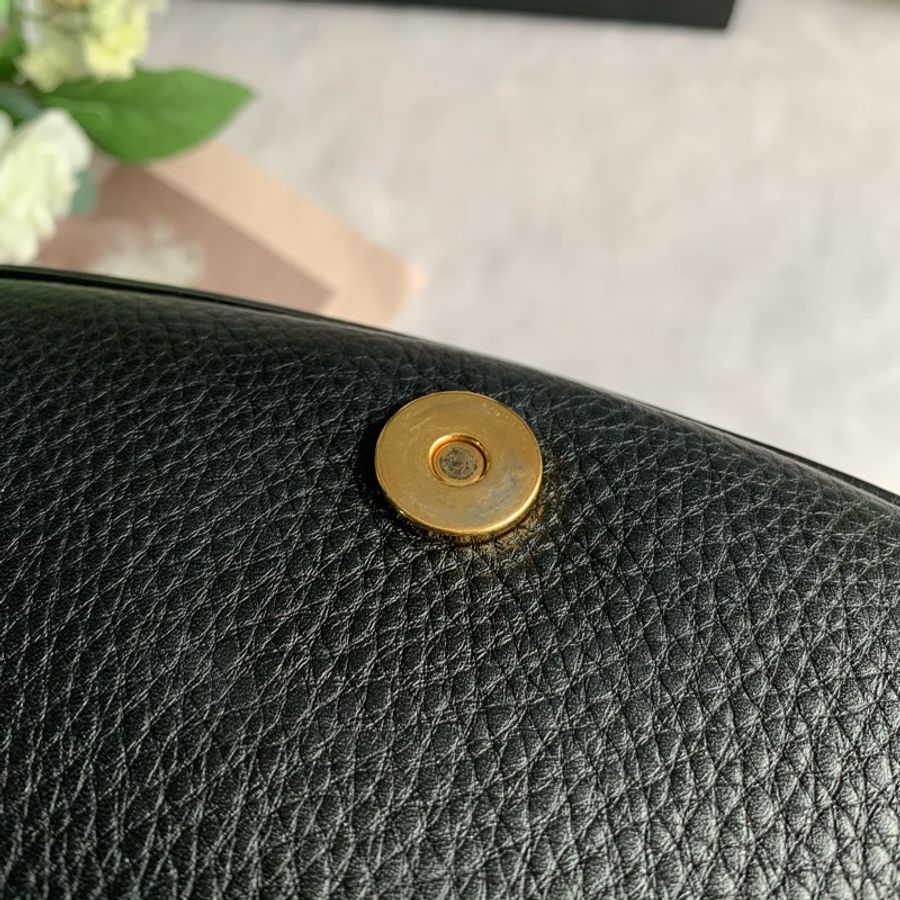 Dior Bobby CD Logo 顆粒牛皮大款馬鞍斜背包(黑色)-8