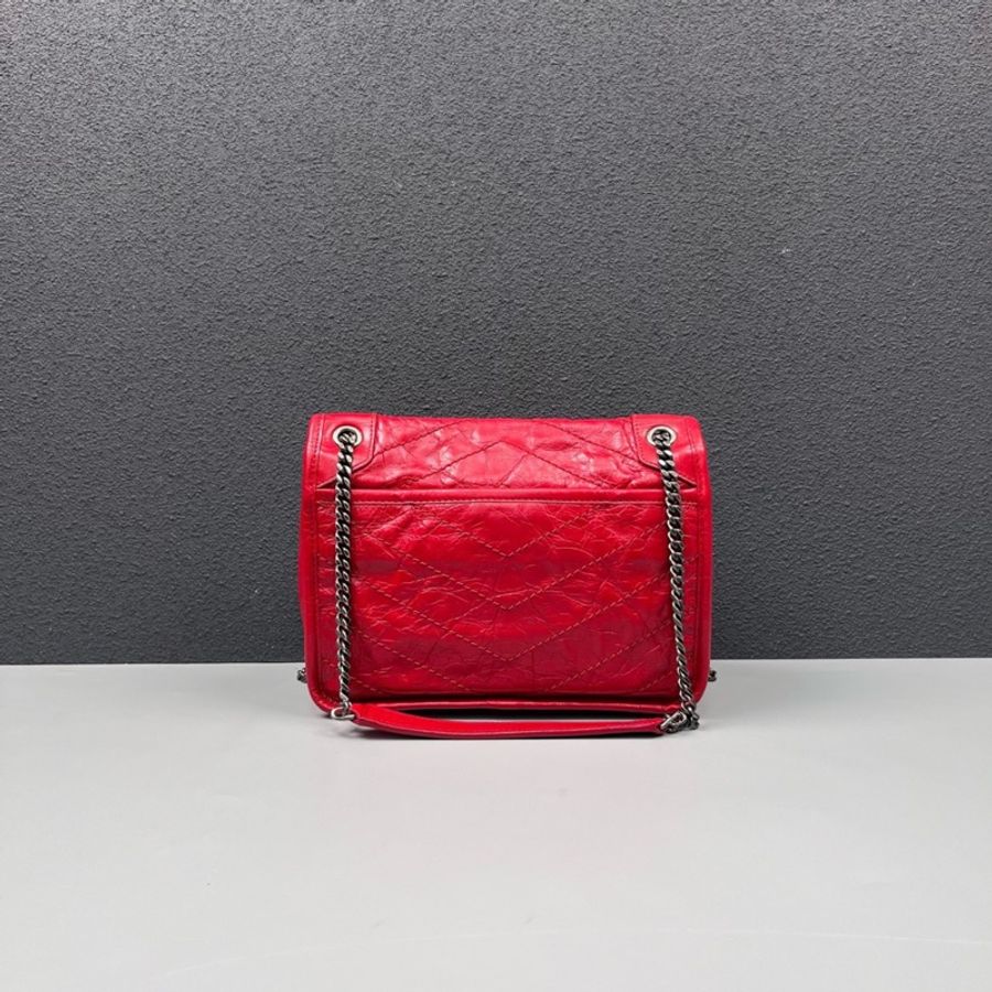 Saint Laurent YSL 紅色全皮v紋小號Niki鏈條包-1