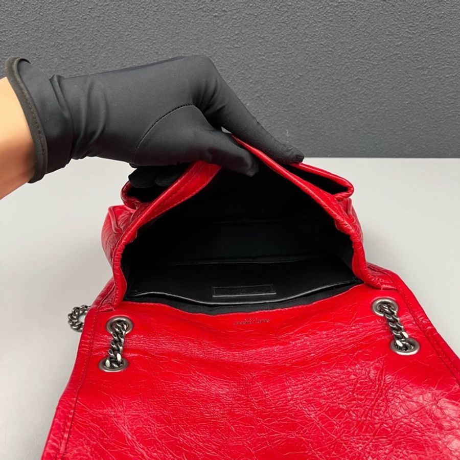 Saint Laurent YSL 紅色全皮v紋小號Niki鏈條包-7