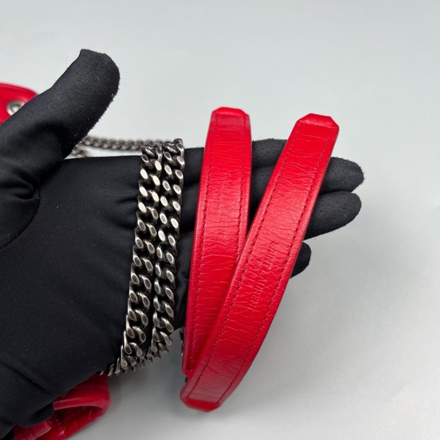 Saint Laurent YSL 紅色全皮v紋小號Niki鏈條包-8