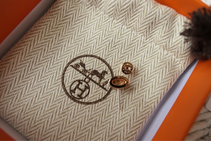 全新Hermes mini pop h耳環 黑色x玫瑰金釦-8