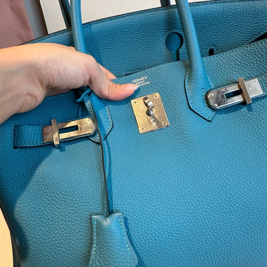 Hermes 松石藍銀釦birkin 30-1