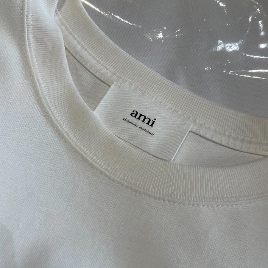 Ami Paris 白色刺繡短袖T恤 #XL-5