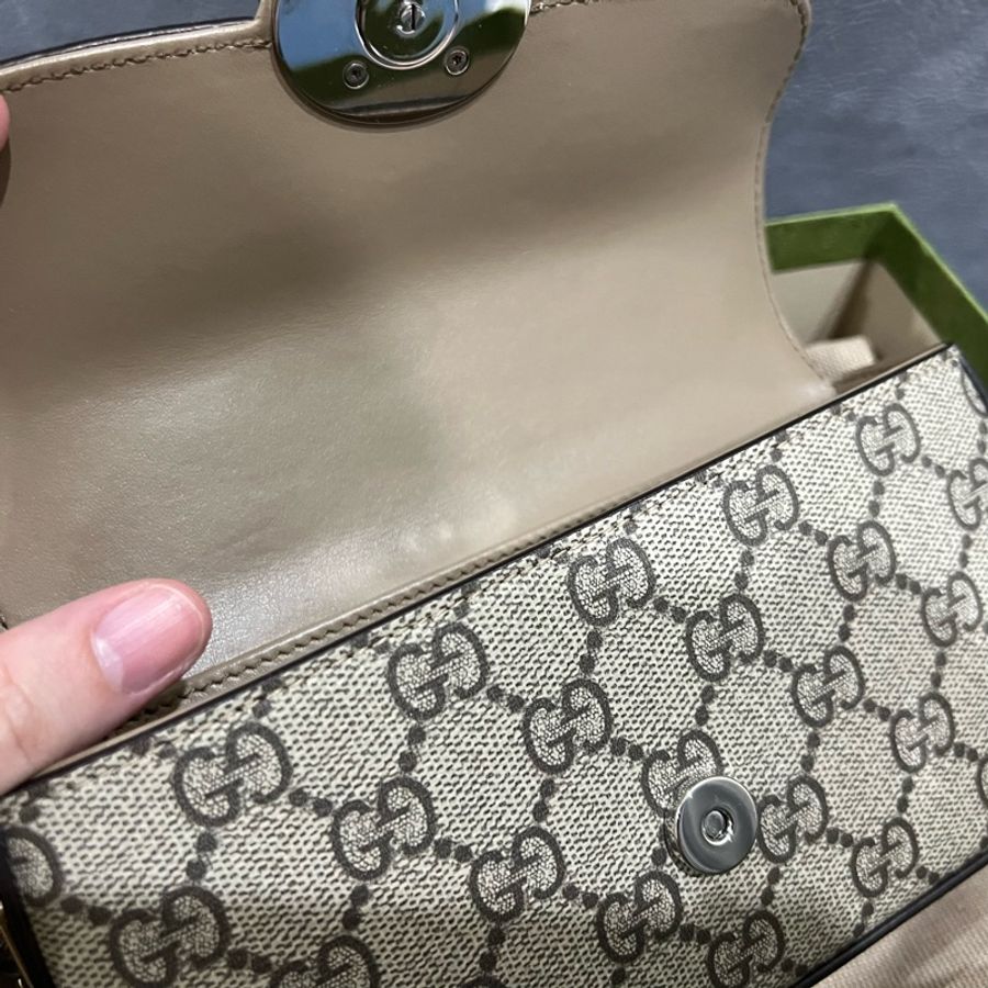 GUCCI PETITE GG SUPER MINI 肩背包 腋下包 老花包-12