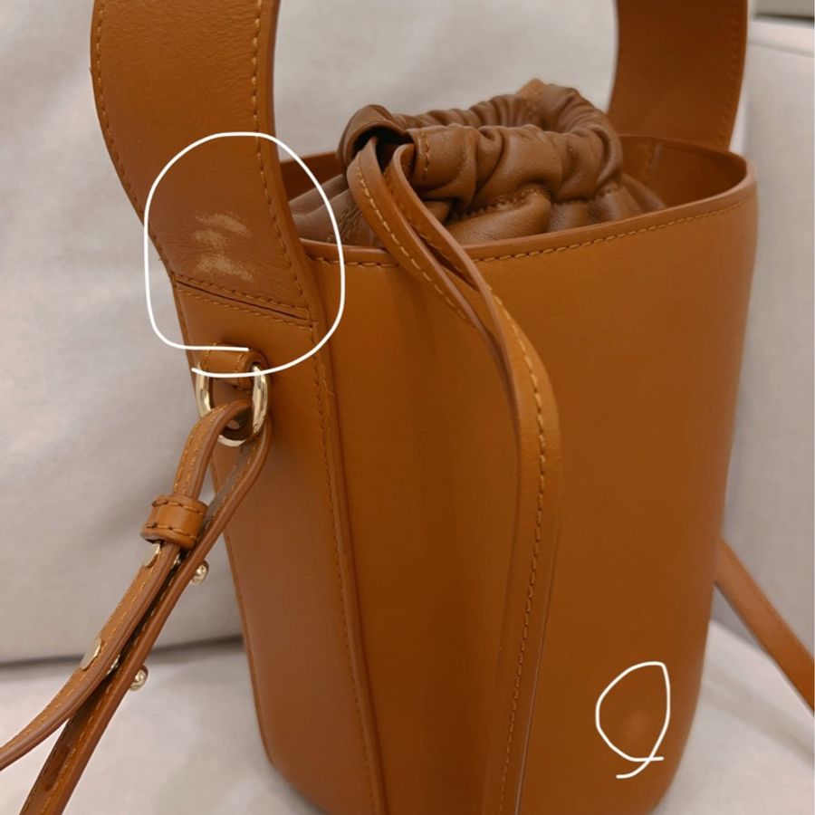 二手Chloe’ 蔻依 Sense刺繡標誌小牛皮束口水桶包(焦糖色)-16