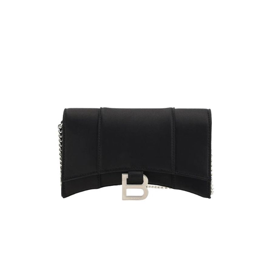 Balenciaga Hourglass Bb Monogram Chain Wallet for Women in Black (656050-2AAUF-1000)-0