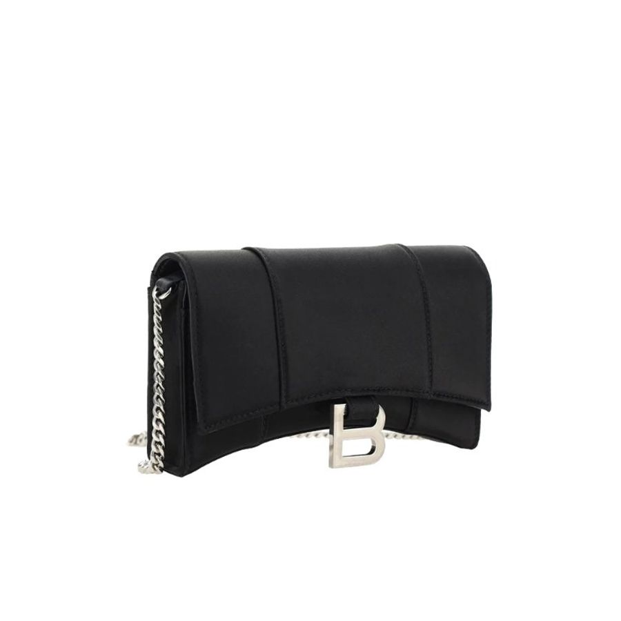 Balenciaga Hourglass Bb Monogram Chain Wallet for Women in Black (656050-2AAUF-1000)-1
