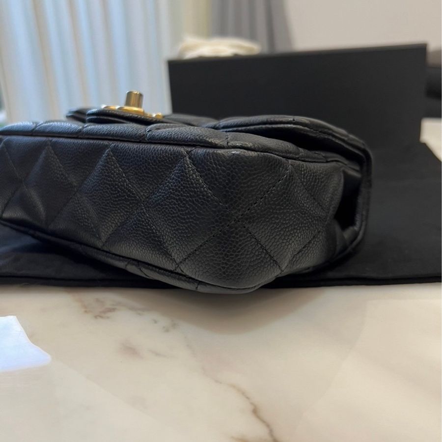 Chanel 愛心調節釦 黑金牛皮魚子醬 晶片款-12