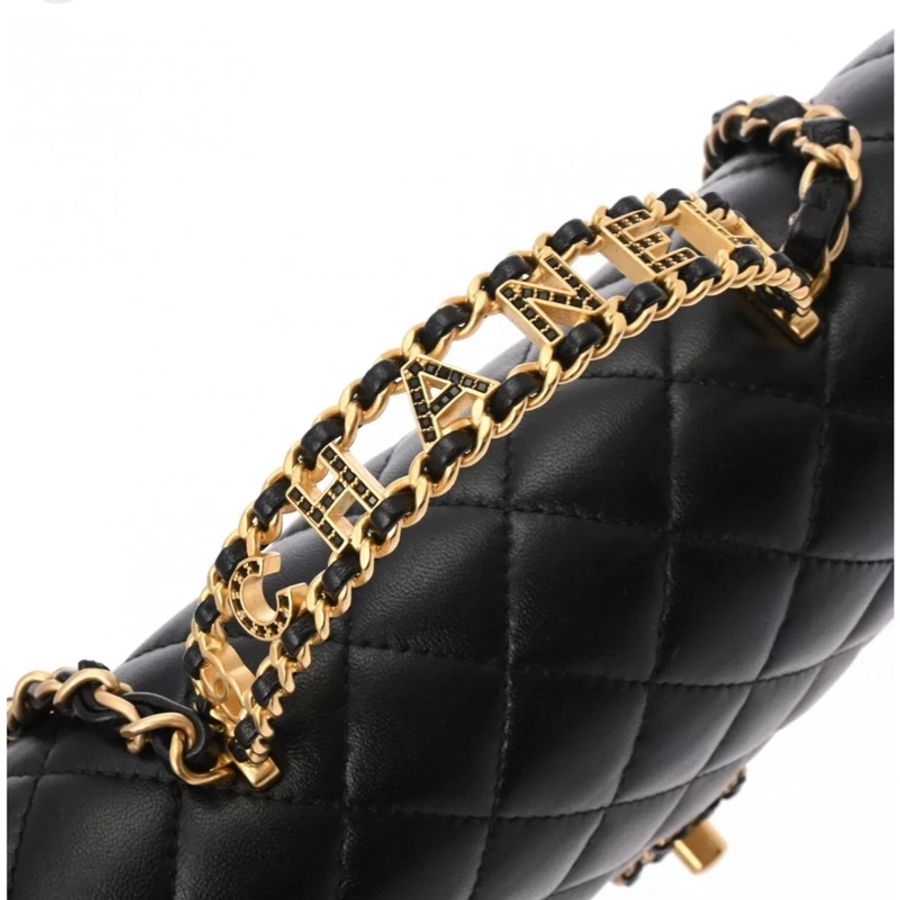 💜全新💜收藏家必備💝香奈兒黑金晶片款絕難買CHANEL Matrasse Top handle flap bag black AS4530 shoulder bag-1