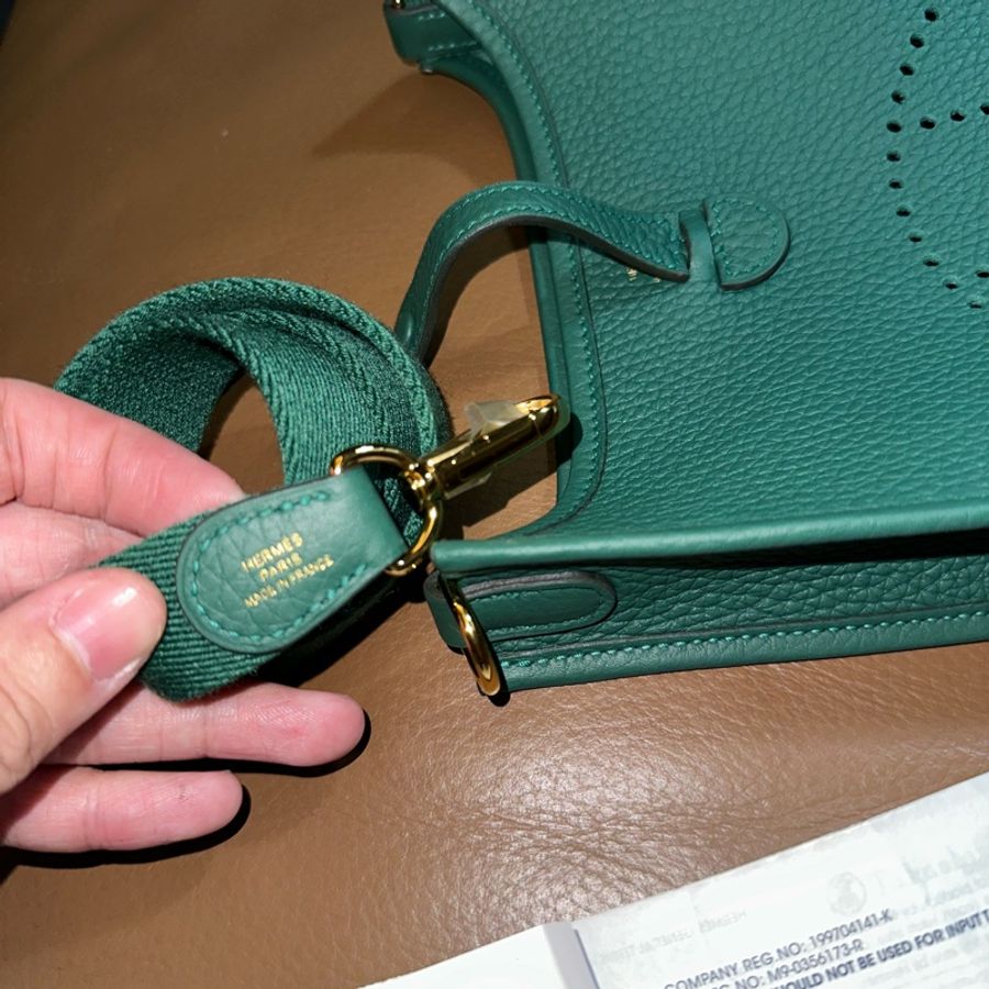 售出-Hermes mini evelyne 全新 中綠色 vert moyen-12