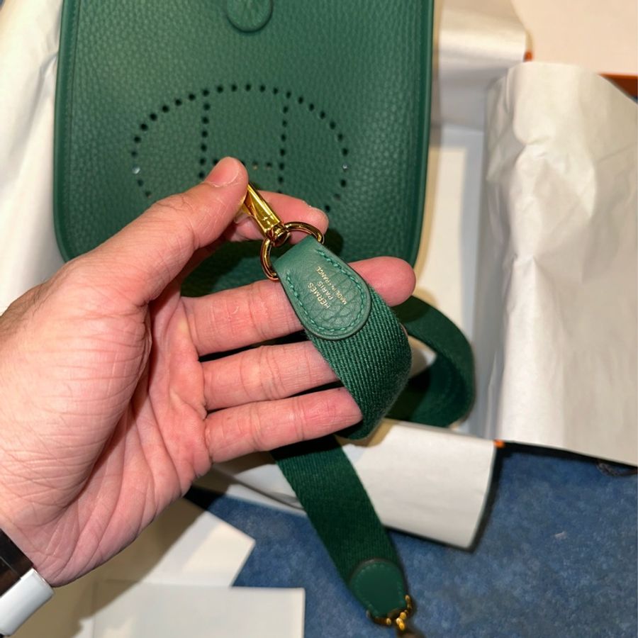 售出-Hermes mini evelyne 全新 中綠色 vert moyen-15