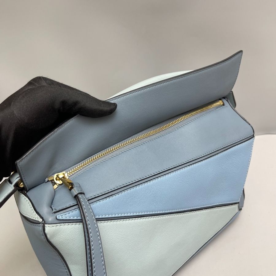 Loewe Puzzle中號全皮拼色幾何包-6