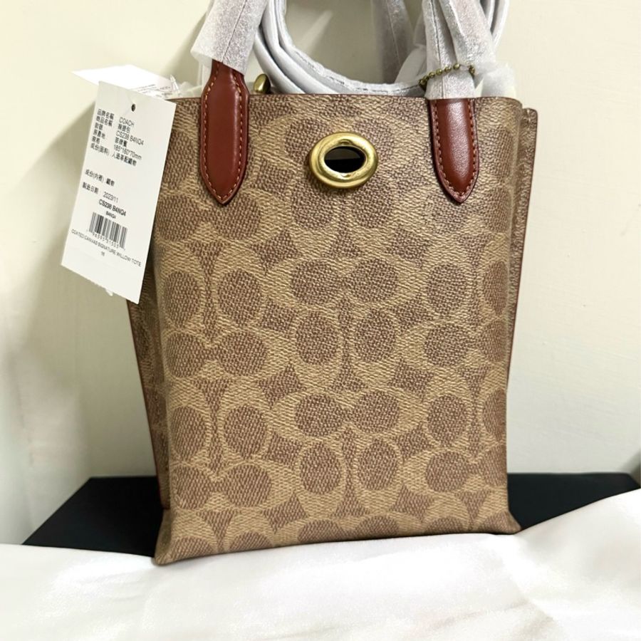 降價囉*全新* COACH*WILLOW 16 經典 SIGNATURE 帆布托特手袋/斜背-8