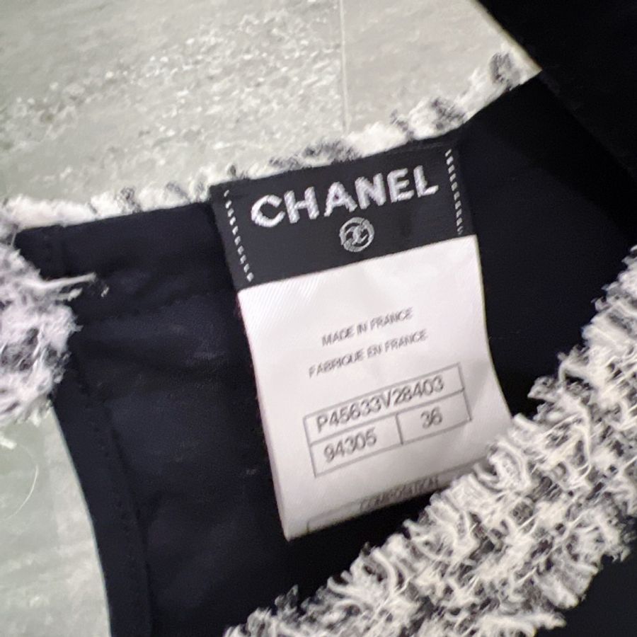 Chanel 黑底軟呢邊短袖上衣-3