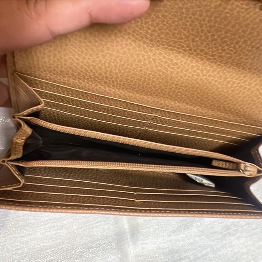 GUCCI 金屬雙G logo牛皮扣式長夾 (6成新)-2