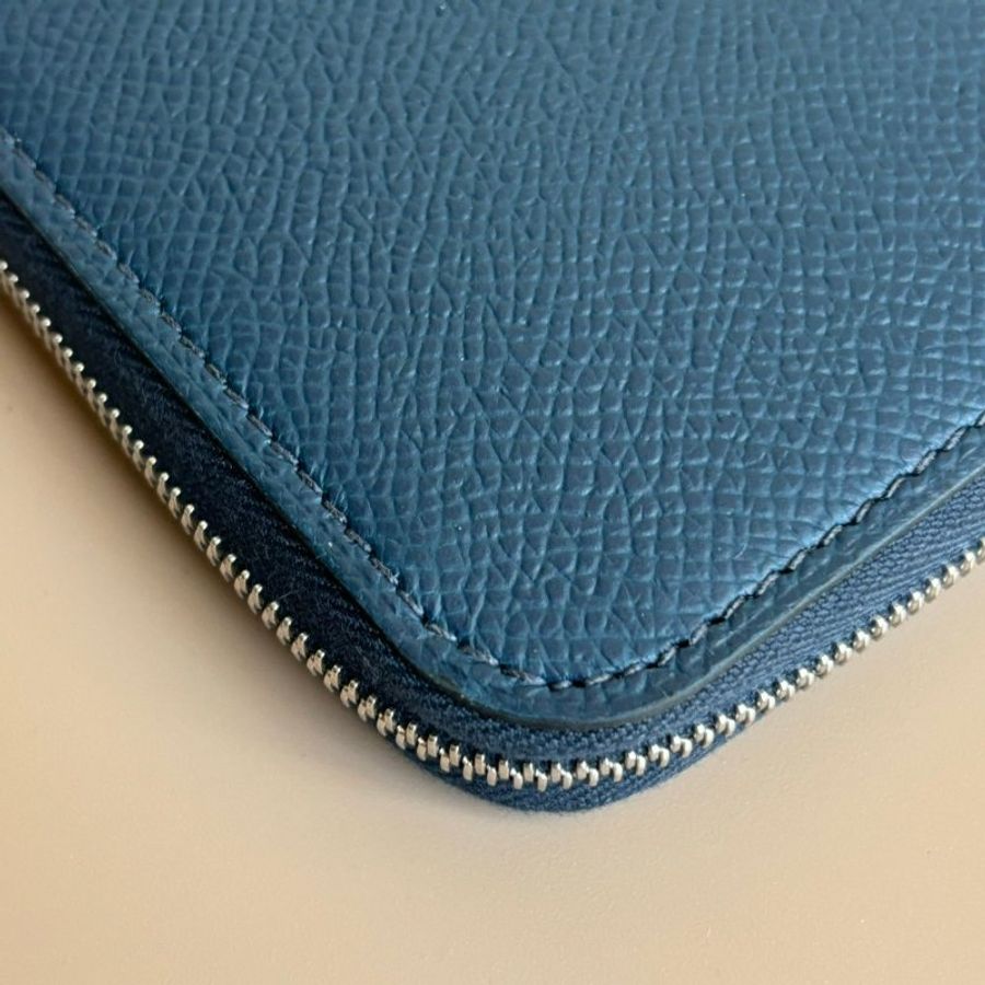::HERMES:: Silk In 深藍色絲巾長夾-4