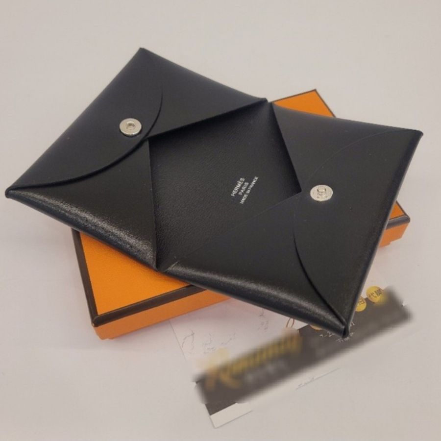 Hermès Calvi box 牛皮卡片包 (黑)-0