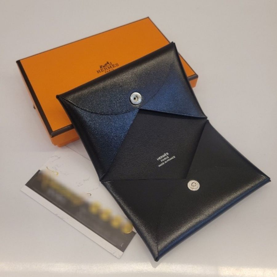Hermès Calvi box 牛皮卡片包 (黑)-4