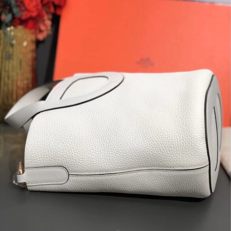 愛馬仕in the loop 22豬鼻子菜籃子新白色金扣B刻 手提包水桶包 尺寸:23×16×24cm-9