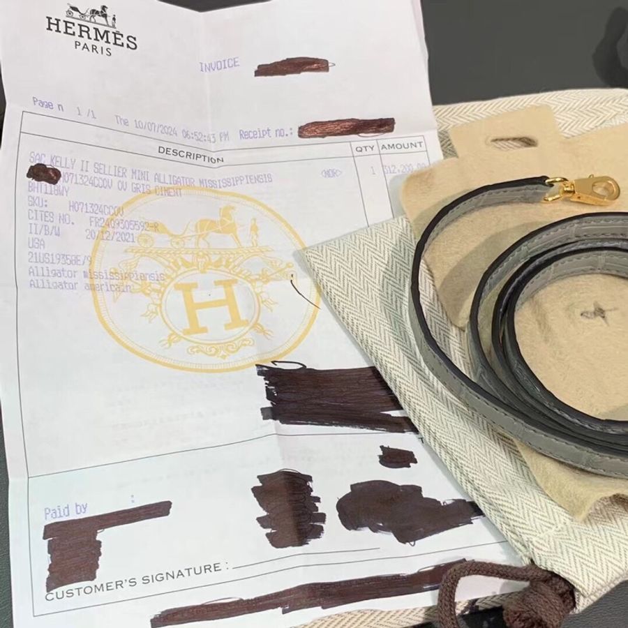 Hermes愛馬仕mini Kelly二代ov水晶灰霧面鱷魚方塊,B刻-8